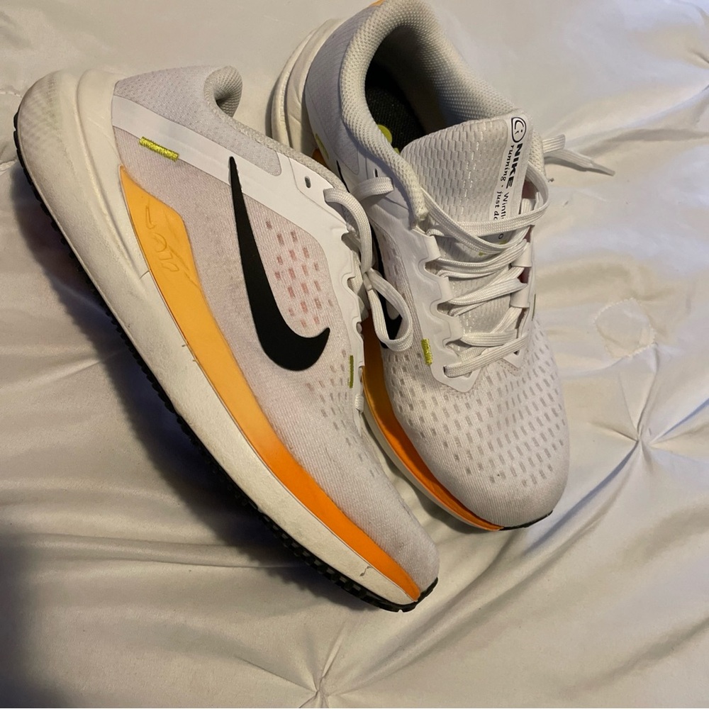 Nike White and Orange Athletic Sneakers